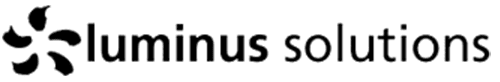 Luminous Solutions logo: black abstract floral icon next to the bold wordmark.