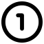 Step 1 icon: the number 1 inside a circle used to indicate the first step in a sequence, if part of a multi-step guide