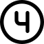 Circular green badge with a bold black number four in the center.