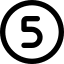 Circle badge with the number 5 inside a black circular outline.