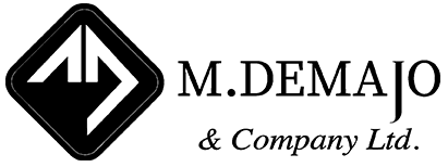 Logo for M. DEMAJO & Company Ltd.—black diamond icon with stylized initials on the left.