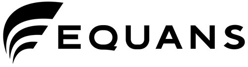 Equans logo: a curved, wing-like symbol to the left of the bold word EQUANS.