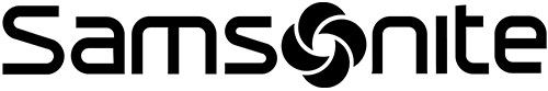 Samsonite logo with a camera aperture icon in the center between letters.